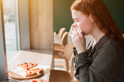 Nase läuft beim Essen
